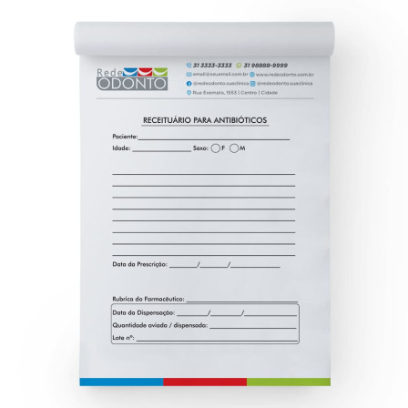 Bloco de Receituário Médico Personalizado 15x21 Sulfite 90g